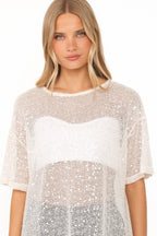 Nadine Cream Sheer Tee Top - view 2