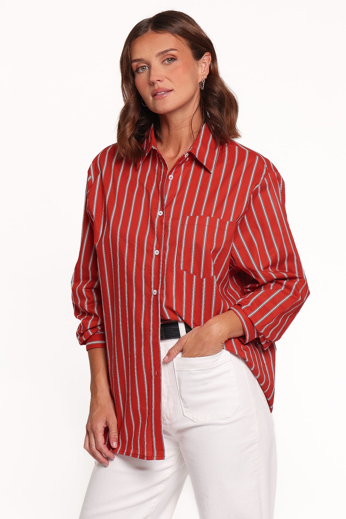 Palmer Red Stripe Button Down Shirt - view 3