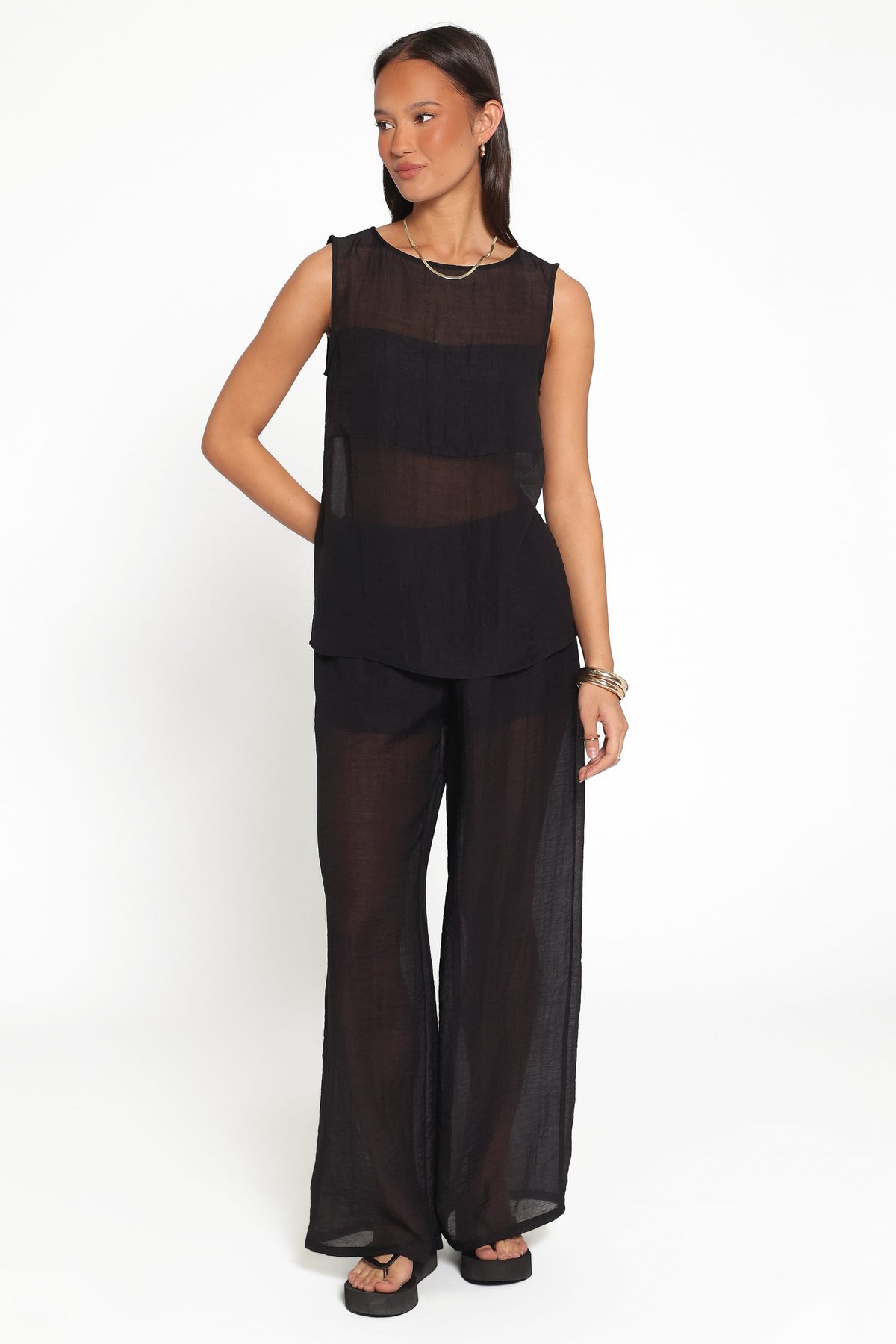 Vayla Black Sheer Panel Top - view 5