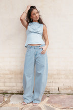 Wynn Blue Satin High Neck Top - view 9