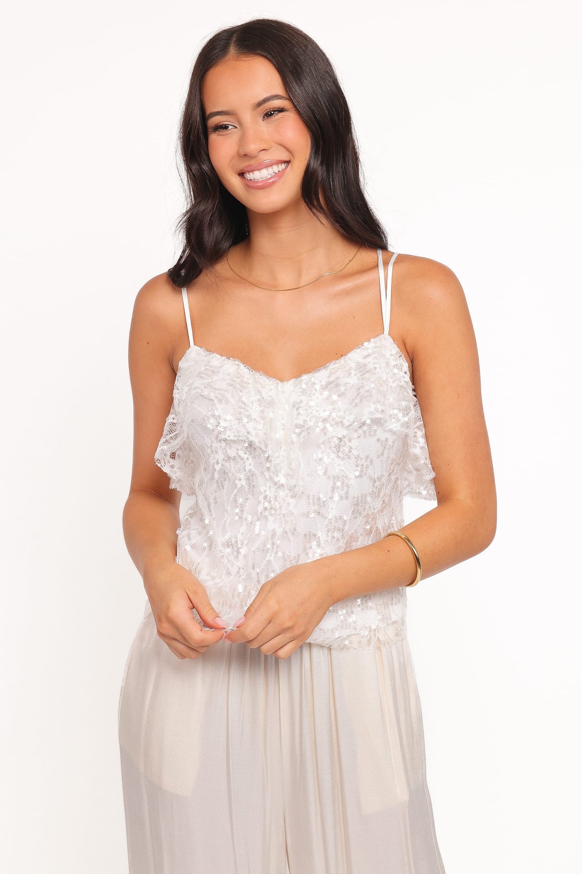 Zinnia Ivory Sequins Sleeveless Top - view 2