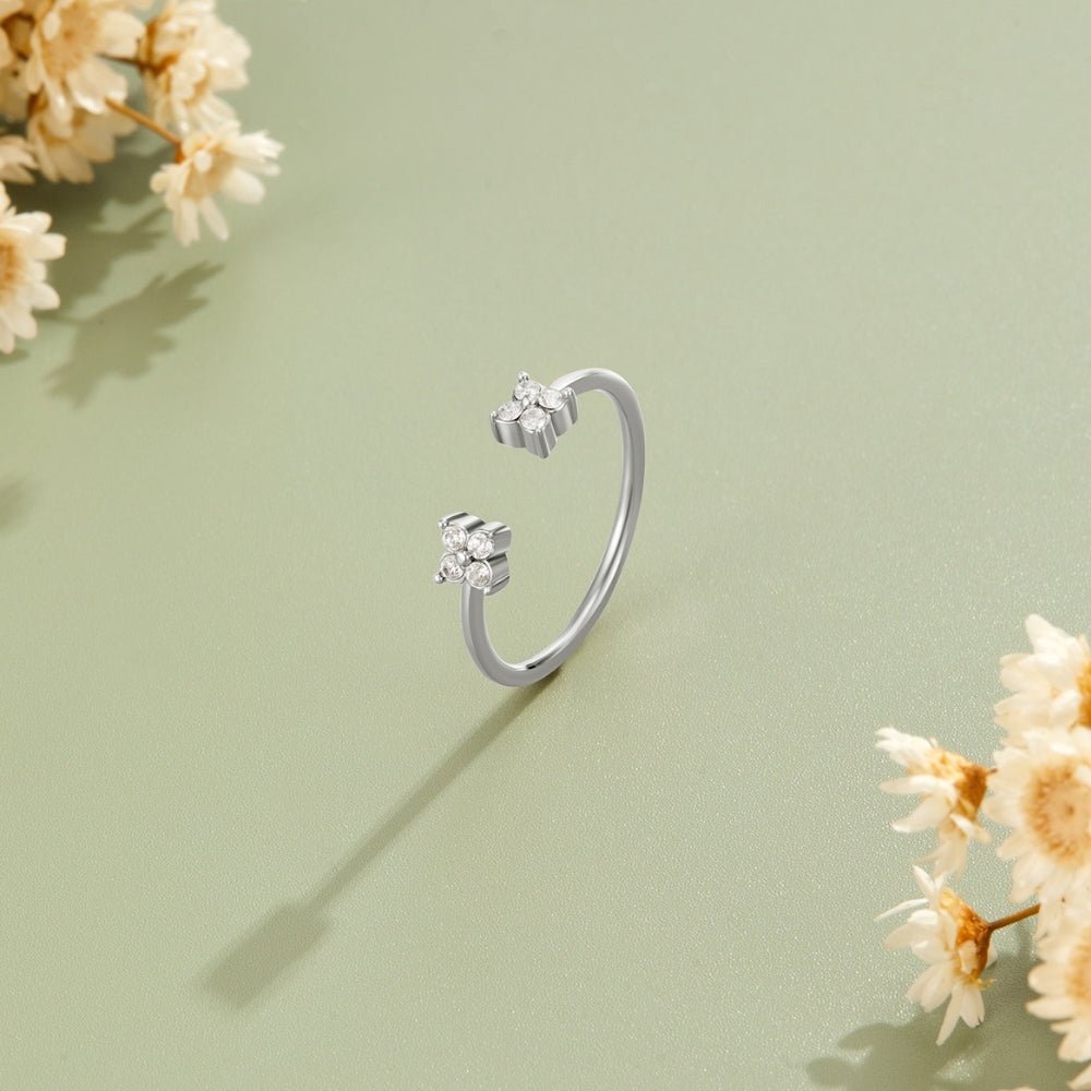 Twin Petal Silver Ring