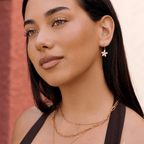 Petra White Flower Pearl Drop Earrings - view 3